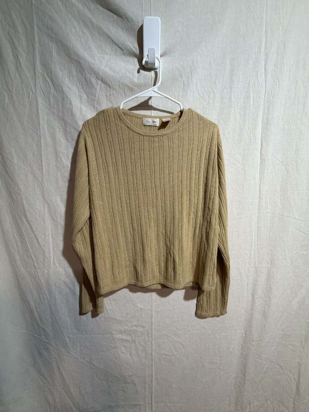 Studio Works Petite Beige Ribbed Long Sleeve Sweater